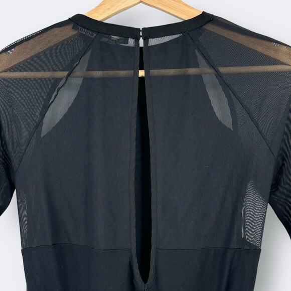 Allsaints Black Mesh Long Sleeve Open Back Shirt Womens Size 4 - Picture 4 of 6
